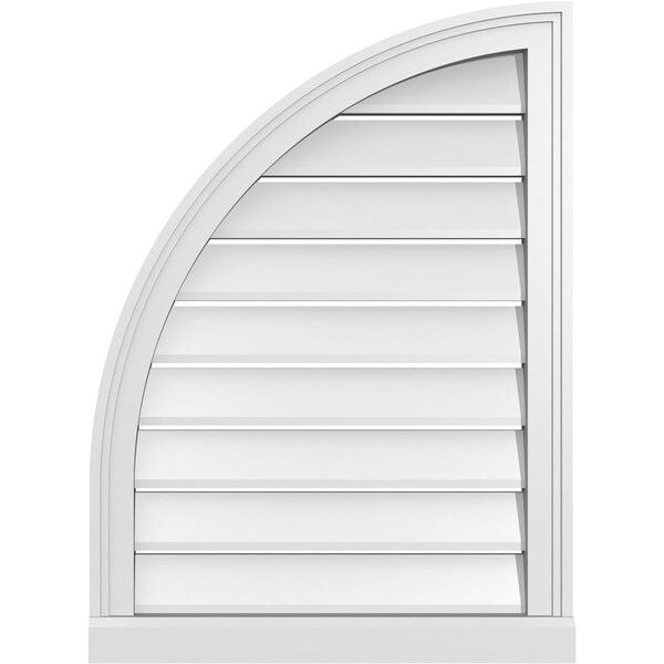 Ekena Millwork Quarter Round Top Left Surface Mount PVC Gable Vent w/ 2"W x 2"P Brickmould Sill Frame, 22"W x 30"H - GVPQL22X3003SF