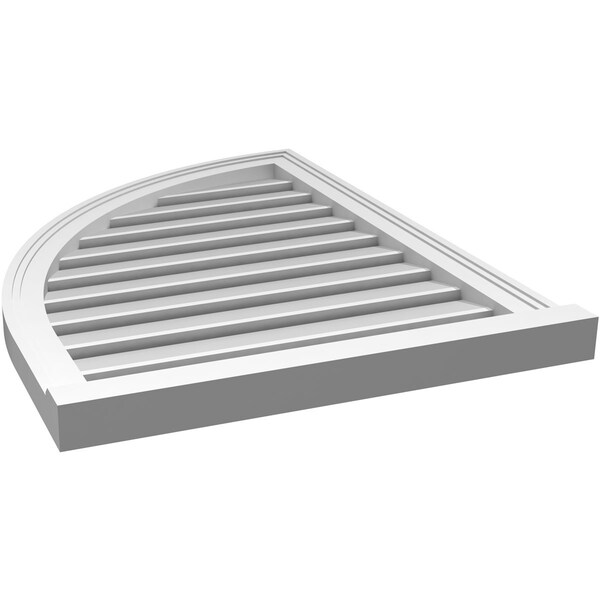 Ekena Millwork Quarter Round Top Left Surface Mount PVC Gable Vent w/ 2"W x 2"P Brickmould Sill Frame, 24"W x 32"H - GVPQL24X3203SF