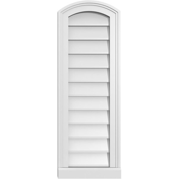 Ekena Millwork Arch Top Surface Mount PVC Gable Vent: Functional, w/ 2"W x 2"P Brickmould Sill Frame, 12"W x 34"H - GVPAR12X3403SF