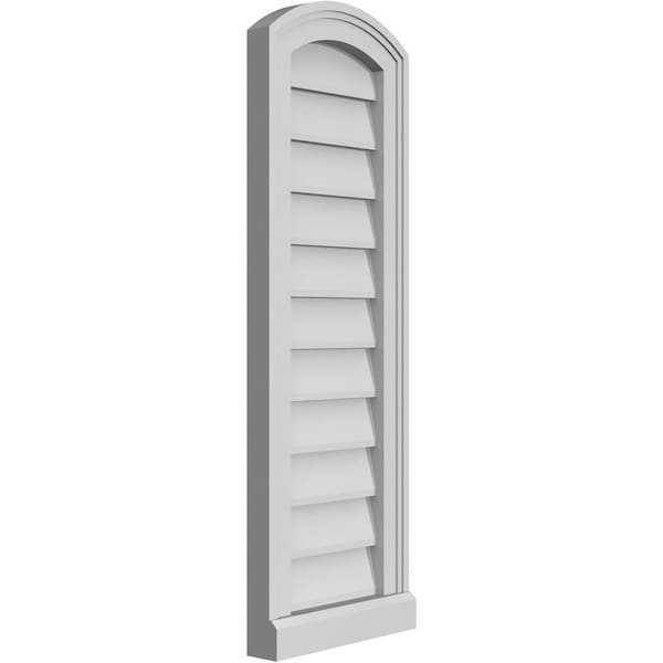 Ekena Millwork Arch Top Surface Mount PVC Gable Vent: Functional, w/ 2"W x 2"P Brickmould Sill Frame, 12"W x 34"H - GVPAR12X3403SF