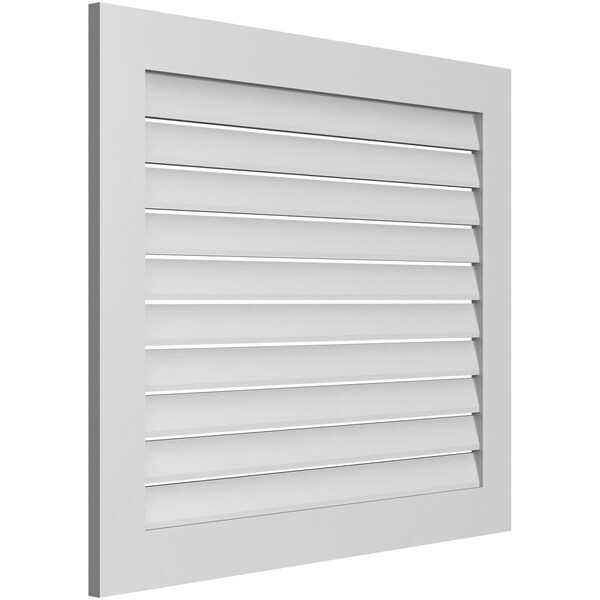 Ekena Millwork Vertical Surface Mount PVC Gable Vent: Functional, w/ 3-1/2"W x 1"P Standard Frame, 40"W x 34"H - GVPVE40X3401SF