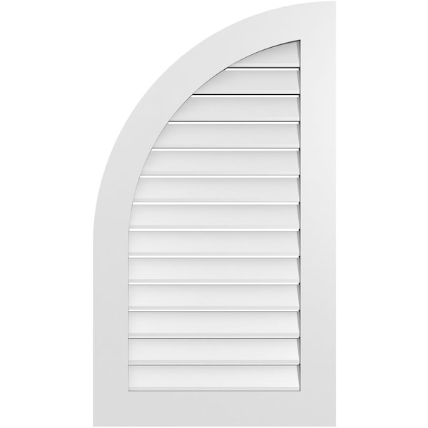 Ekena Millwork Quarter Round Top Left Surface Mount PVC Gable Vent w/ 3-1/2"W x 1"P Standard Frame, 24"W x 42"H - GVPQL24X4201SF