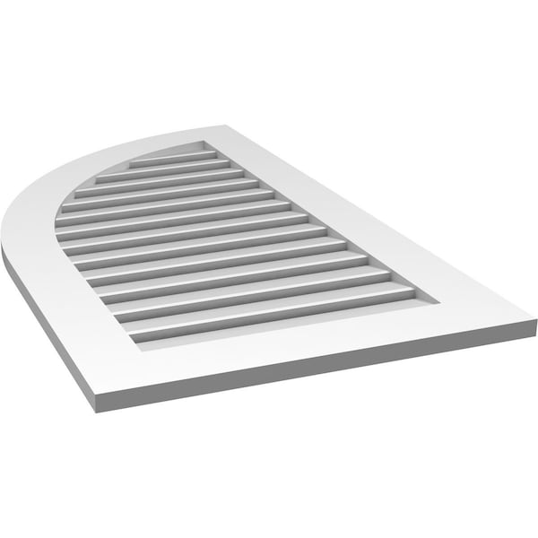 Ekena Millwork Quarter Round Top Left Surface Mount PVC Gable Vent w/ 3-1/2"W x 1"P Standard Frame, 24"W x 42"H - GVPQL24X4201SF