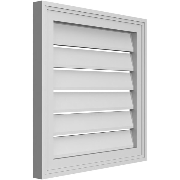 Ekena Millwork Vertical Surface Mount PVC Gable Vent: Functional, w/ 2"W x 1-1/2"P Brickmould Frame, 20"W x 20"H - GVPVE20X2002SF