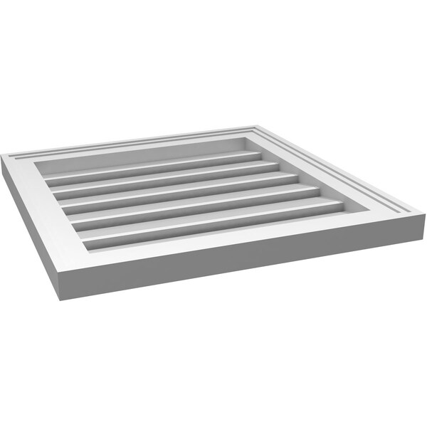 Ekena Millwork Vertical Surface Mount PVC Gable Vent: Functional, w/ 2"W x 1-1/2"P Brickmould Frame, 20"W x 20"H - GVPVE20X2002SF