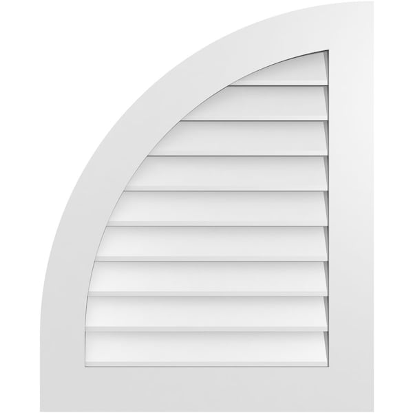 Ekena Millwork Quarter Round Top Left Surface Mount PVC Gable Vent w/ 3-1/2"W x 1"P Standard Frame, 26"W x 32"H - GVPQL26X3201SN
