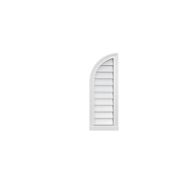 Ekena Millwork Quarter Round Top Left Surface Mount PVC Gable Vent w/ 2"W x 2"P Brickmould Sill Frame, 12"W x 32"H - GVPQL12X3203SF