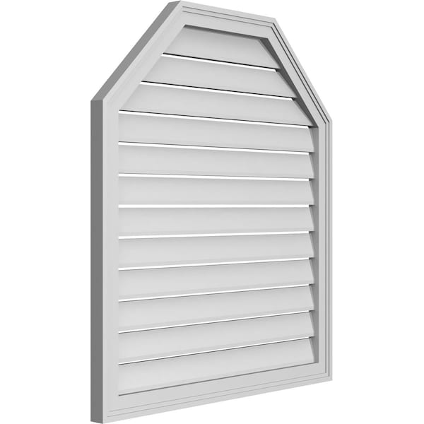 Ekena Millwork Octagonal Top Surface Mount PVC Gable Vent w/ 2"W x 1-1/2"P Brickmould Frame, 32"W x 36"H - GVPOT32X3602SF