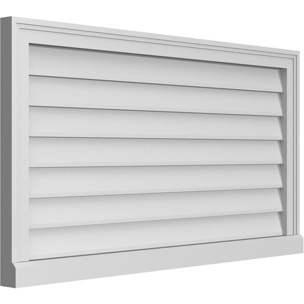 Ekena Millwork Vertical Surface Mount PVC Gable Vent w/ 2"W x 2"H , Brickmould Sill Frame, 40"W x 22"H - GVPVE40X2203SN
