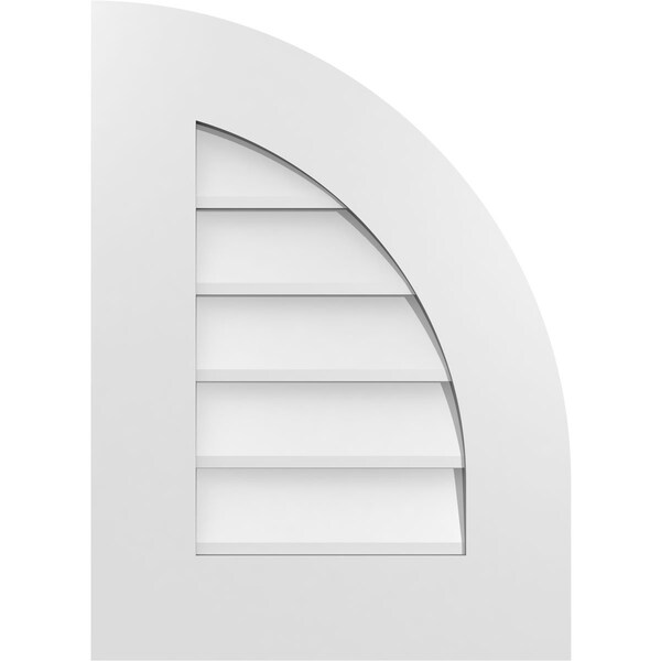 Ekena Millwork Quarter Round Top Right Surface Mount PVC Gable Vent w/ 3-1/2"W x 1"P Standard Frame, 16"W x 22"H - GVPQR16X2201SN