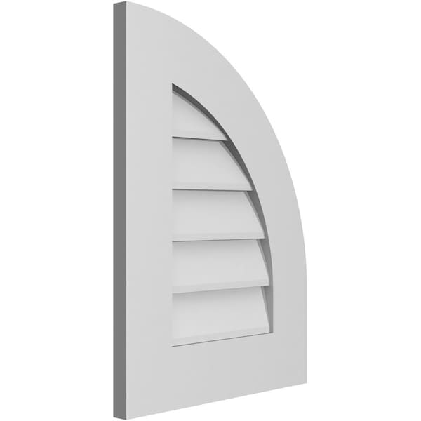 Ekena Millwork Quarter Round Top Right Surface Mount PVC Gable Vent w/ 3-1/2"W x 1"P Standard Frame, 16"W x 22"H - GVPQR16X2201SN
