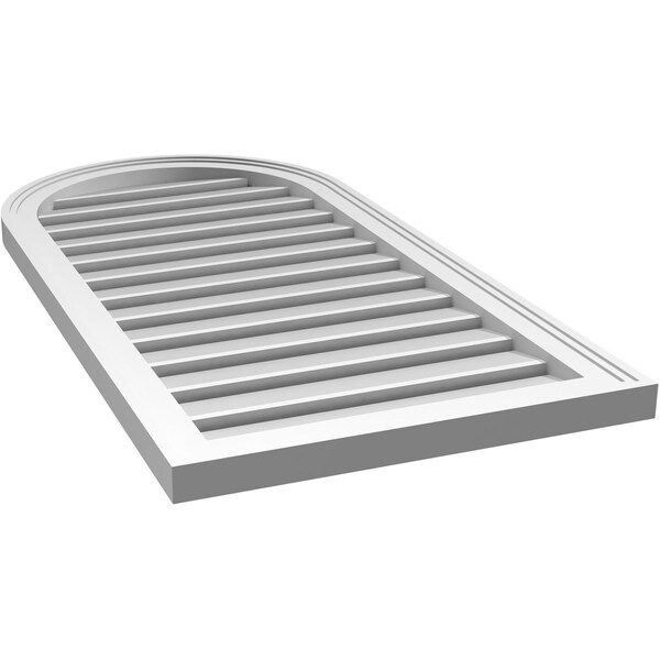 Ekena Millwork Round Top Surface Mount PVC Gable Vent: Functional, w/ 2"W x 1-1/2"P Brickmould Frame, 20"W x 40"H - GVPRT20X4002SF