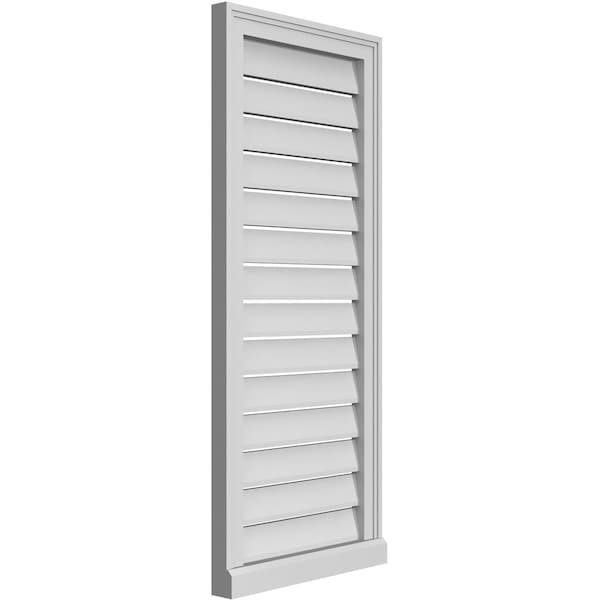 Ekena Millwork Vertical Surface Mount PVC Gable Vent: Functional, w/ 2"W x 2"P Brickmould Sill Frame, 18"W x 42"H - GVPVE18X4203SF