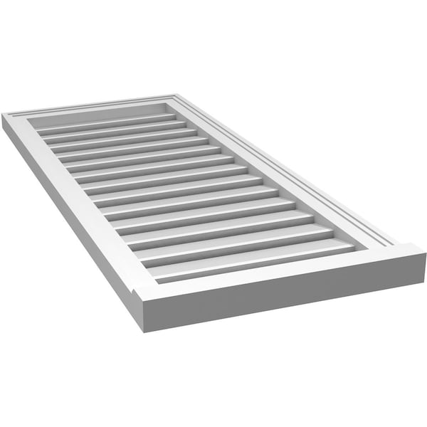 Ekena Millwork Vertical Surface Mount PVC Gable Vent: Functional, w/ 2"W x 2"P Brickmould Sill Frame, 18"W x 42"H - GVPVE18X4203SF