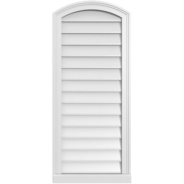 Ekena Millwork Arch Top Surface Mount PVC Gable Vent: Functional, w/ 2"W x 2"P Brickmould Sill Frame, 18"W x 42"H - GVPAR18X4203SF