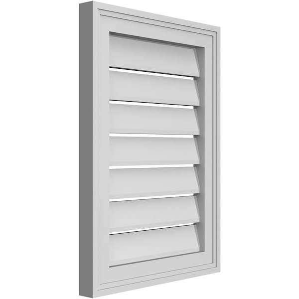Ekena Millwork Vertical Surface Mount PVC Gable Vent: Functional, w/ 2"W x 1-1/2"P Brickmould Frame, 16"W x 22"H - GVPVE16X2202SF