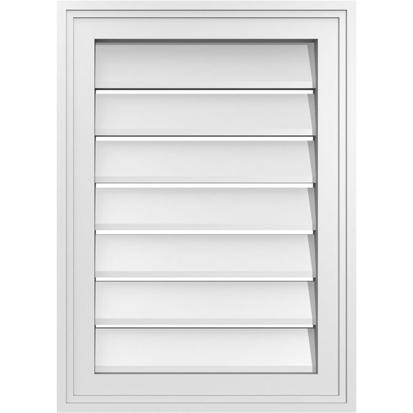 Ekena Millwork Vertical Surface Mount PVC Gable Vent: Functional, w/ 2"W x 1-1/2"P Brickmould Frame, 16"W x 22"H - GVPVE16X2202SF