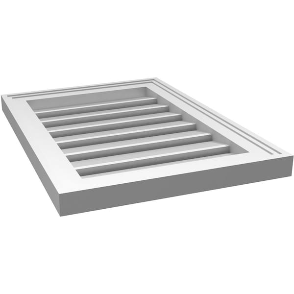 Ekena Millwork Vertical Surface Mount PVC Gable Vent: Functional, w/ 2"W x 1-1/2"P Brickmould Frame, 16"W x 22"H - GVPVE16X2202SF