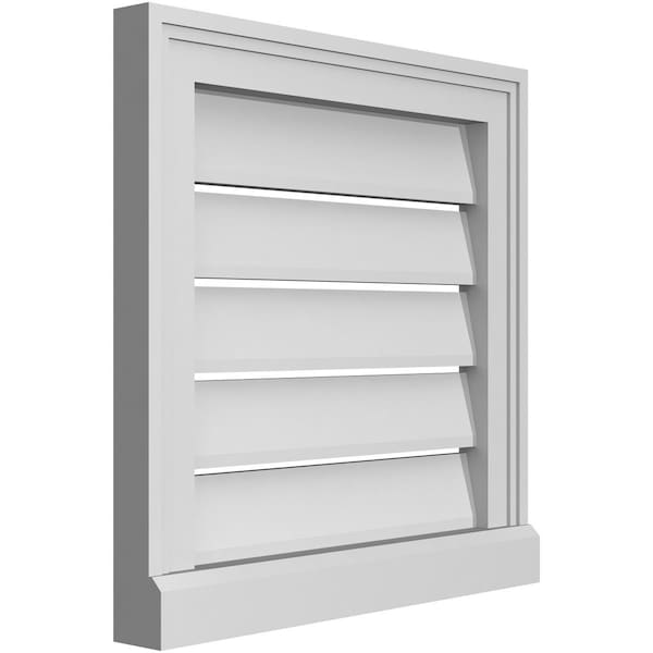 Ekena Millwork Vertical Surface Mount PVC Gable Vent: Functional, w/ 2"W x 2"P Brickmould Sill Frame, 18"W x 18"H - GVPVE18X1803SF