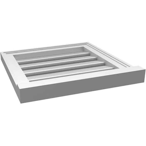 Ekena Millwork Vertical Surface Mount PVC Gable Vent: Functional, w/ 2"W x 2"P Brickmould Sill Frame, 18"W x 18"H - GVPVE18X1803SF