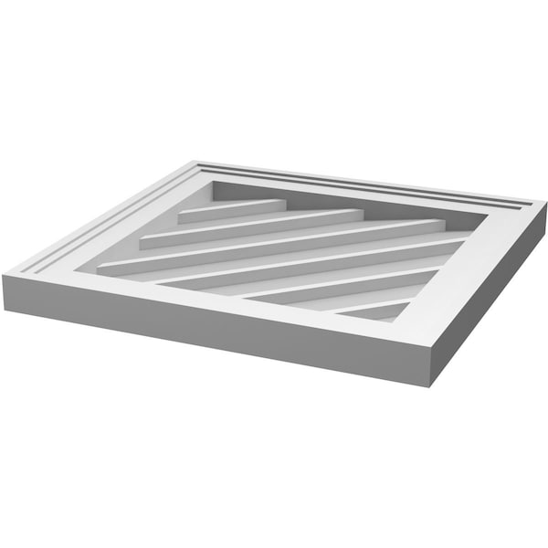 Ekena Millwork Diamond Surface Mount PVC Gable Vent: Functional, w/ 2"W x 1-1/2"P Brickmould Frame, 24"W x 24"H - GVPDI24X2402SF