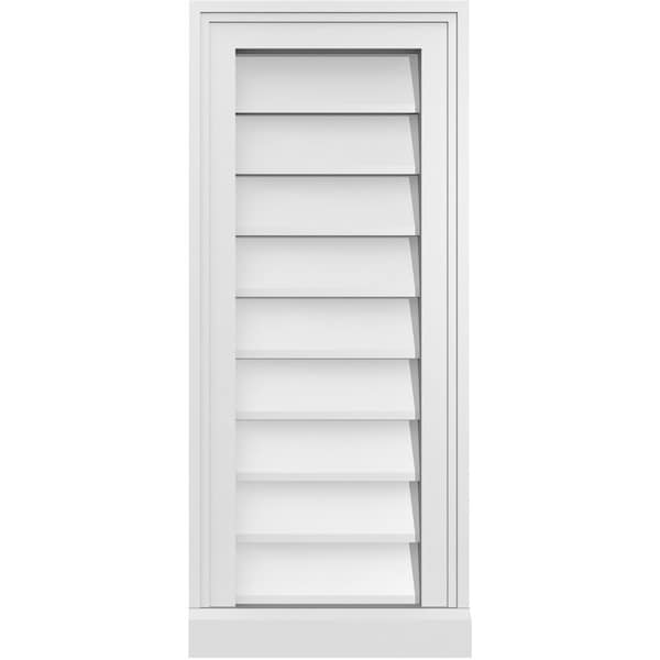Ekena Millwork Vertical Surface Mount PVC Gable Vent w/ 2"W x 2"H , Brickmould Sill Frame, 12"W x 28"H - GVPVE12X2803SN