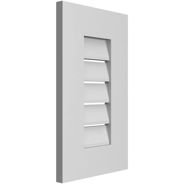 Ekena Millwork Vertical Surface Mount PVC Gable Vent: Functional, w/ 3-1/2"W x 1"P Standard Frame, 12"W x 20"H - GVPVE12X2001SF