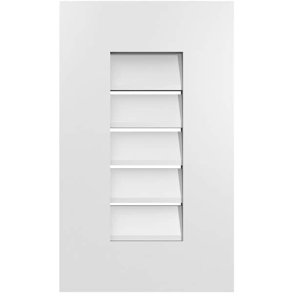 Ekena Millwork Vertical Surface Mount PVC Gable Vent: Functional, w/ 3-1/2"W x 1"P Standard Frame, 12"W x 20"H - GVPVE12X2001SF