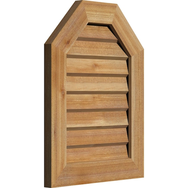 Ekena Millwork Octagonal Top Gable Vent Western Red Cedar Gable Vent w/Decorative Face Frame, 20"W x 36"H - GVWOT20X3602RDUWR