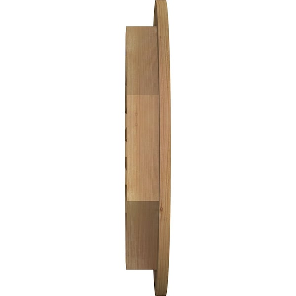Ekena Millwork Round Gable Vent Functional, Western Red Cedar Gable Vent w/ 1" x 4" Flat Trim Frame, 14"W x 14"H - GVWRO14X1401SFUWR