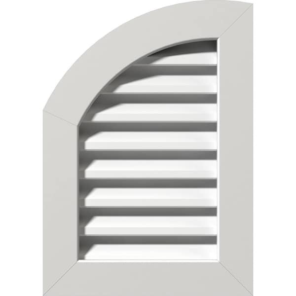 Ekena Millwork Quarter Round Top Left Functional, PVC Gable Vent w/ 1" x 4" Flat Trim Frame, 09"W x 22"H - GVPQL09X2201FUN