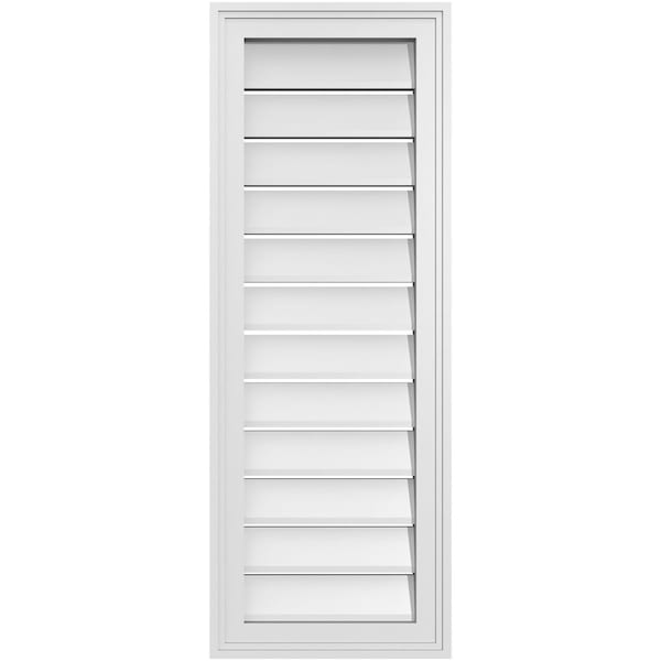 Ekena Millwork Vertical Surface Mount PVC Gable Vent: Functional, w/ 2"W x 1-1/2"P Brickmould Frame, 14"W x 38"H - GVPVE14X3802SF