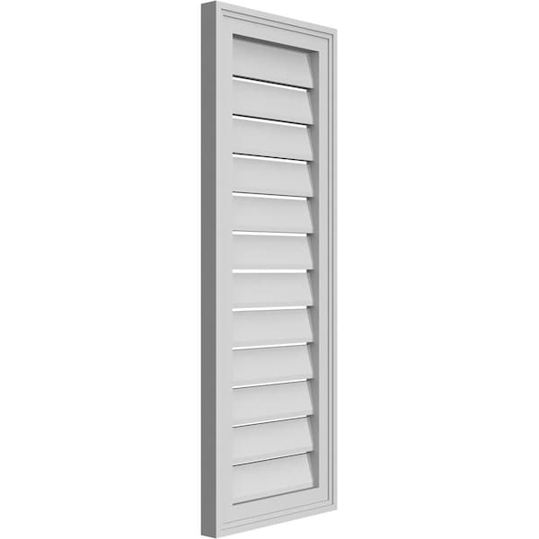 Ekena Millwork Vertical Surface Mount PVC Gable Vent: Functional, w/ 2"W x 1-1/2"P Brickmould Frame, 14"W x 38"H - GVPVE14X3802SF