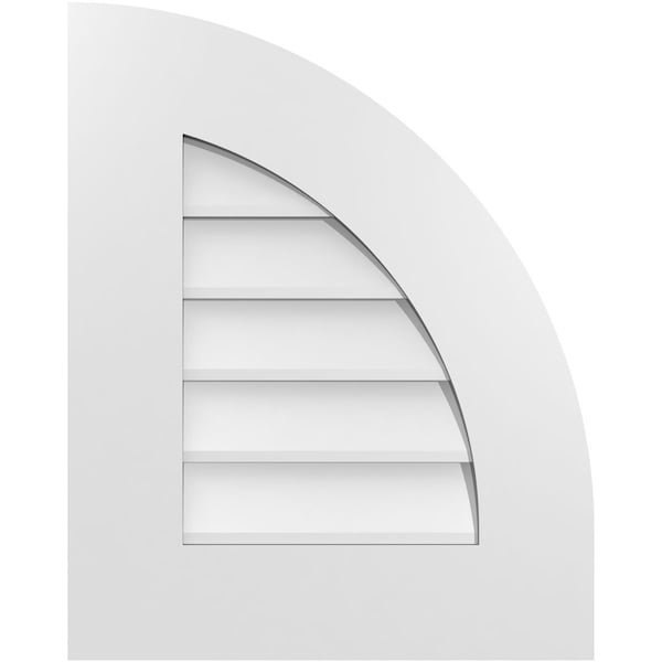 Ekena Millwork Quarter Round Top Right Surface Mount PVC Gable Vent w/ 3-1/2"W x 1"P Standard Frame, 16"W x 20"H - GVPQR16X2001SN