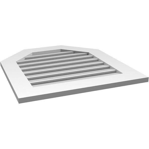Ekena Millwork Octagonal Top Surface Mount PVC Gable Vent: Functional, w/ 3-1/2"W x 1"P Standard Frame, 26"W x 28"H - GVPOT26X2801SF