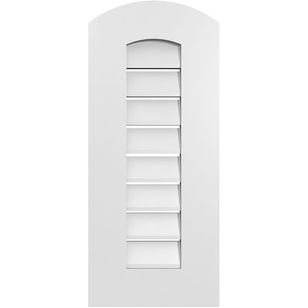 Ekena Millwork Arch Top Surface Mount PVC Gable Vent: Non-Functional, w/ 3-1/2"W x 1"P Standard Frame, 12"W x 26"H - GVPAR12X2601SN