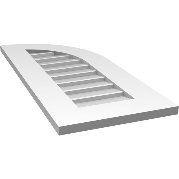 Ekena Millwork Quarter Round Top Right Surface Mount PVC Gable Vent w/ 3-1/2"W x 1"P Standard Frame, 14"W x 32"H - GVPQR14X3201SN