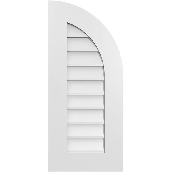 Ekena Millwork Quarter Round Top Right Surface Mount PVC Gable Vent w/ 3-1/2"W x 1"P Standard Frame, 14"W x 32"H - GVPQR14X3201SN