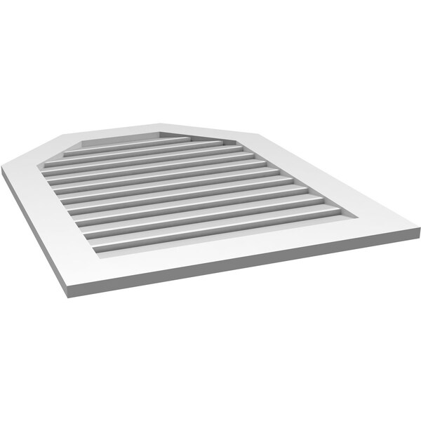 Ekena Millwork Octagonal Top Surface Mount PVC Gable Vent: Functional, w/ 3-1/2"W x 1"P Standard Frame, 30"W x 38"H - GVPOT30X3801SF