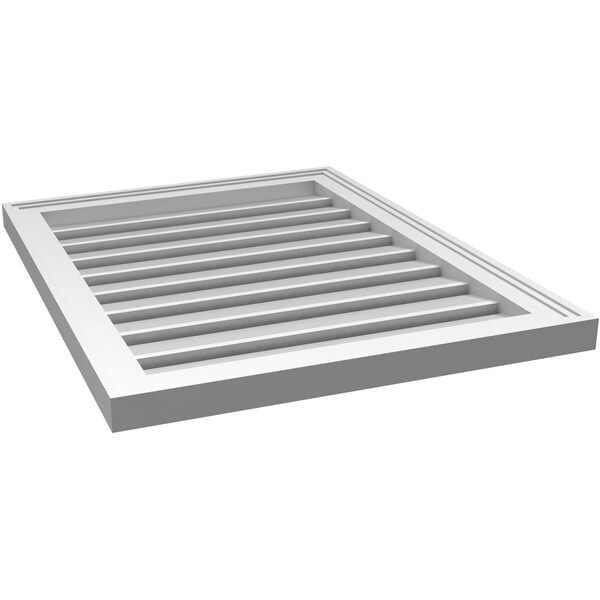 Ekena Millwork Vertical Surface Mount PVC Gable Vent: Functional, w/ 2"W x 1-1/2"P Brickmould Frame, 22"W x 28"H - GVPVE22X2802SF