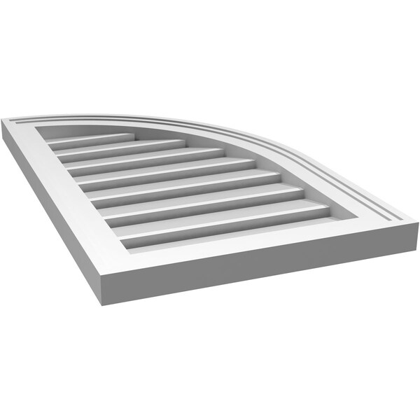 Ekena Millwork Quarter Round Top Right Surface Mount PVC Gable Vent w/ 2"W x 2"P Brickmould Sill Frame, 16"W x 26"H - GVPQR16X2603SF