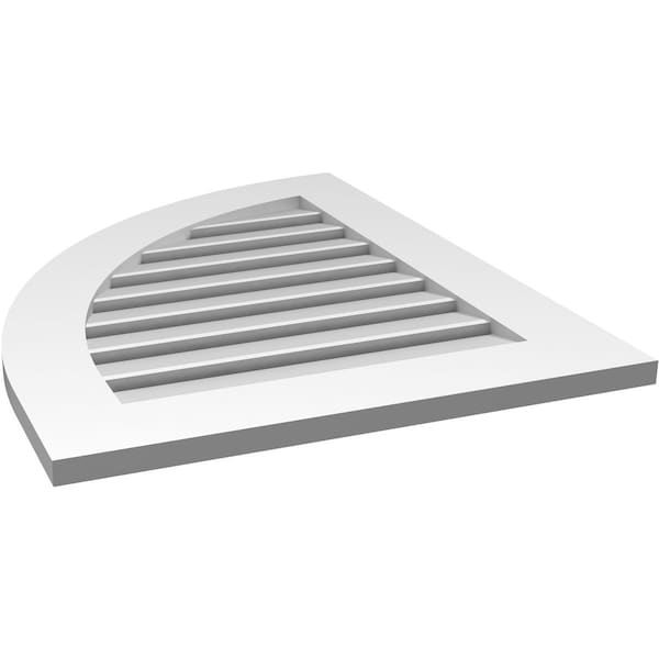 Ekena Millwork Quarter Round Top Left Surface Mount PVC Gable Vent w/ 3-1/2"W x 1"P Standard Frame, 24"W x 30"H - GVPQL24X3001SF