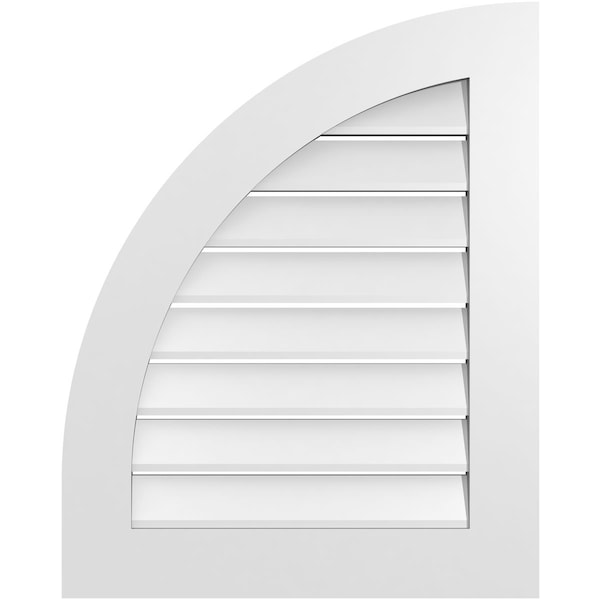 Ekena Millwork Quarter Round Top Left Surface Mount PVC Gable Vent w/ 3-1/2"W x 1"P Standard Frame, 24"W x 30"H - GVPQL24X3001SF
