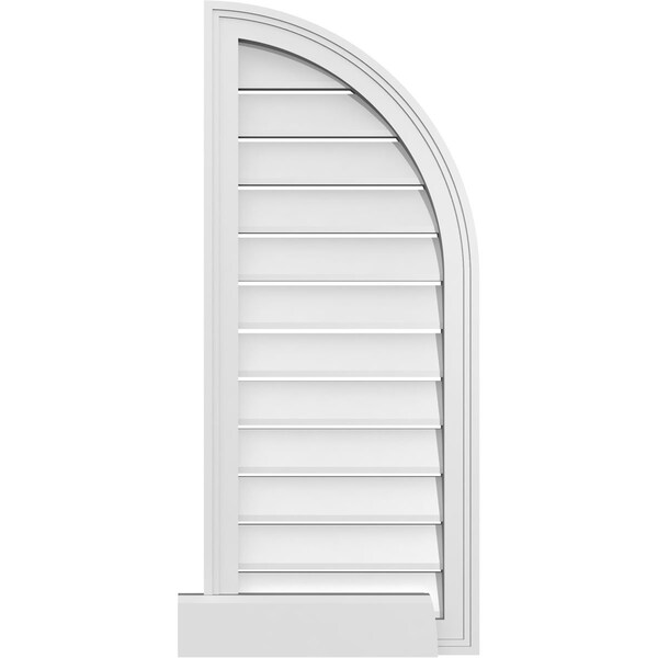 Ekena Millwork Quarter Round Top Right Surface Mount PVC Gable Vent w/ 2"W x 2"P Brickmould Sill Frame, 16"W x 38"H - GVPQR16X3803SF