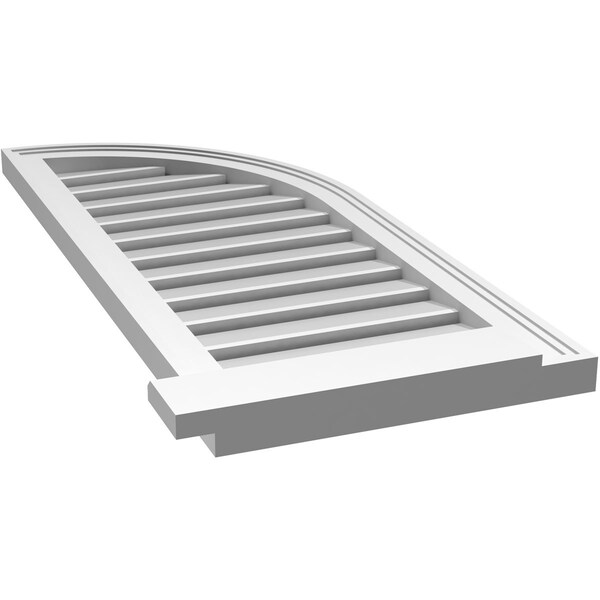 Ekena Millwork Quarter Round Top Right Surface Mount PVC Gable Vent w/ 2"W x 2"P Brickmould Sill Frame, 16"W x 38"H - GVPQR16X3803SF