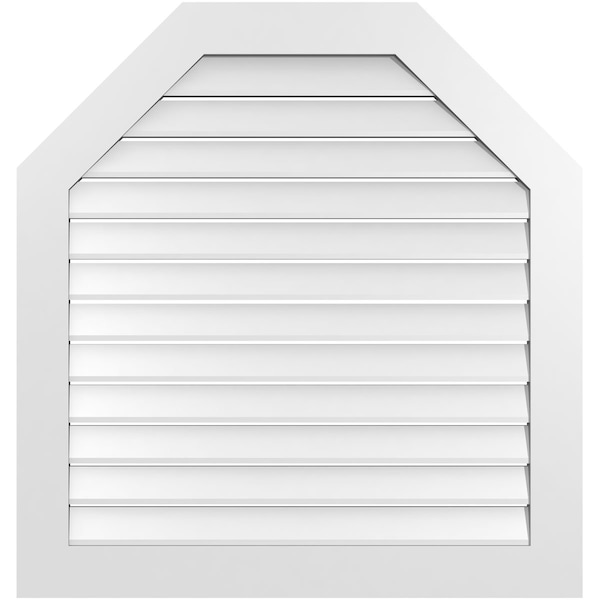 Ekena Millwork Octagonal Top Surface Mount PVC Gable Vent: Functional, w/ 3-1/2"W x 1"P Standard Frame, 38"W x 40"H - GVPOT38X4001SF