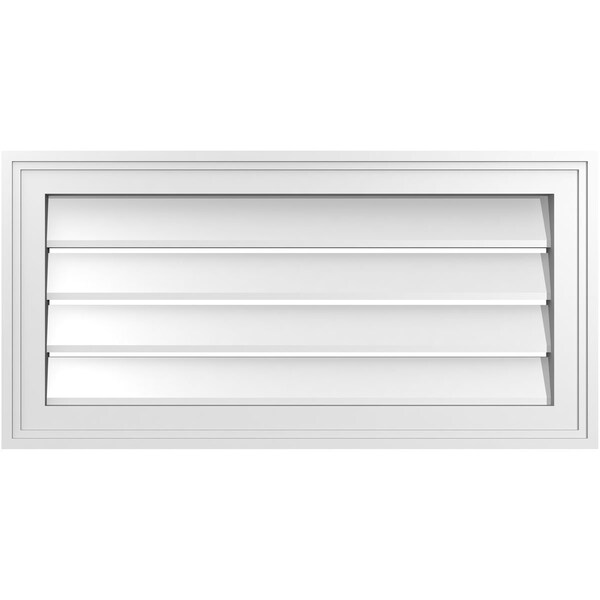 Ekena Millwork Vertical Surface Mount PVC Gable Vent: Functional, w/ 2"W x 1-1/2"P Brickmould Frame, 28"W x 14"H - GVPVE28X1402SF