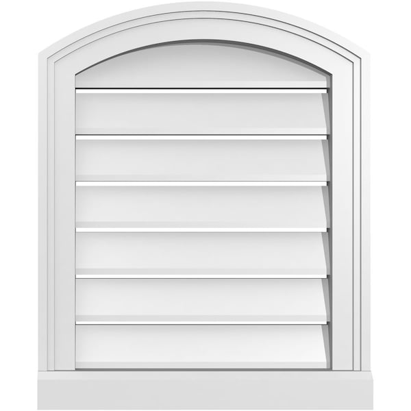 Ekena Millwork Arch Top Surface Mount PVC Gable Vent w/ 2"W x 2"P Brickmould Sill Frame, 18"W x 20"H - GVPAR18X2003SN