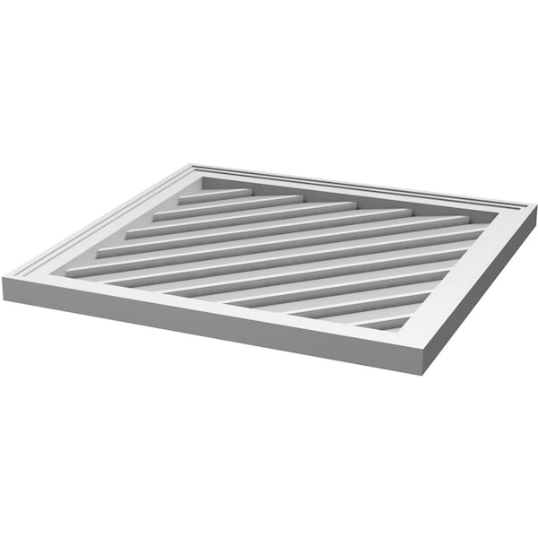 Ekena Millwork Diamond Surface Mount PVC Gable Vent: Non-Functional, w/ 2"W x 1-1/2"P Brickmould Frame, 34"W x 34"H - GVPDI34X3402SN