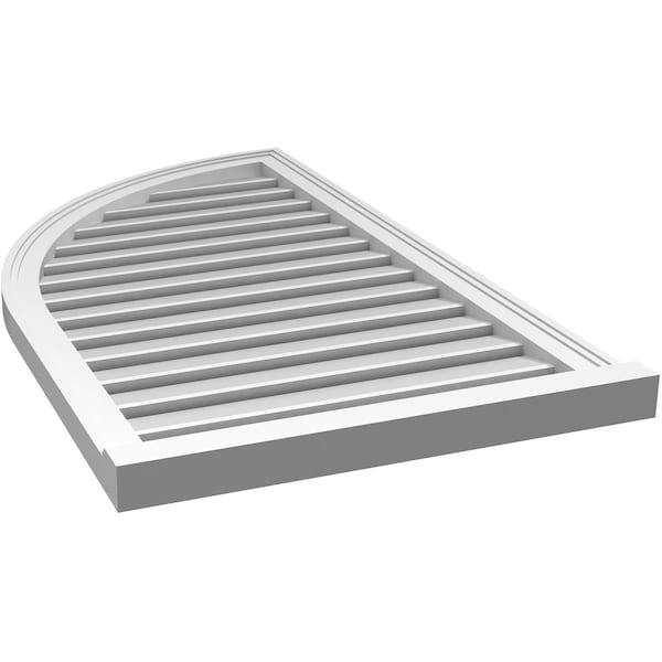 Ekena Millwork Quarter Round Top Left Surface Mount PVC Gable Vent w/ 2"W x 2"P Brickmould Sill Frame, 24"W x 42"H - GVPQL24X4203SF